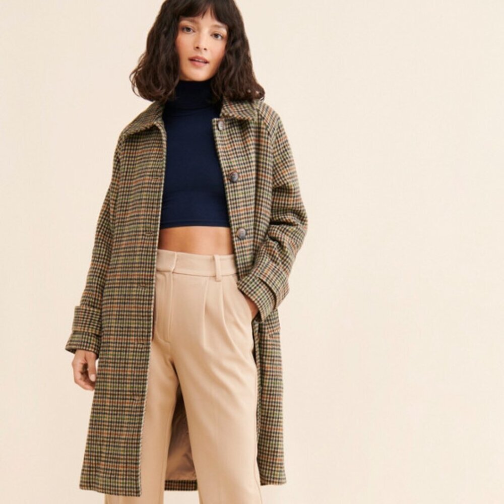 Sunocoo Paris Evan Plaid Overcoat, NWOT, Size T0 or XS